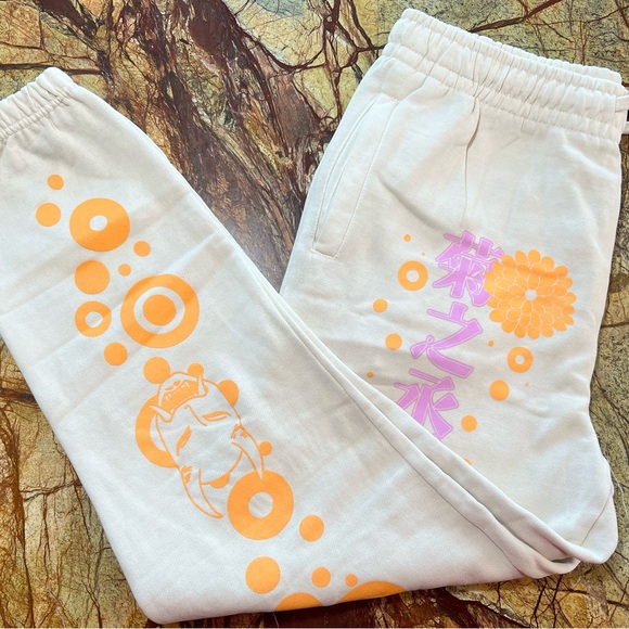 One Piece Anime sweatpants beige joggers size Large - Picture 1 of 8